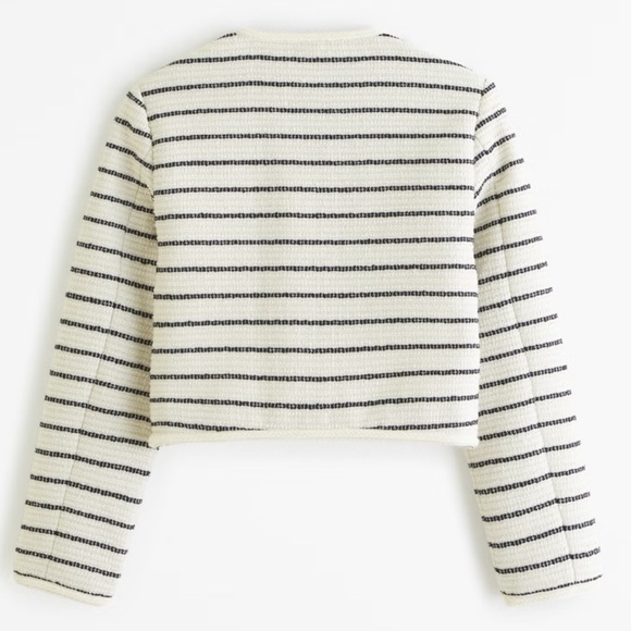 Abercrombie & Fitch - Collarless Tweed Jacket in Black/Cream, XS - Picture 3 of 9